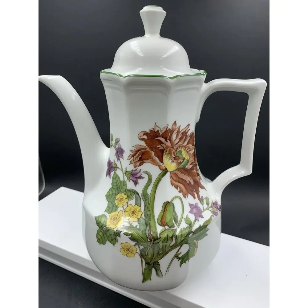Vintage Bareuther Waldsassen Bavaria Germany Coffee Teapot With Floral Pattern